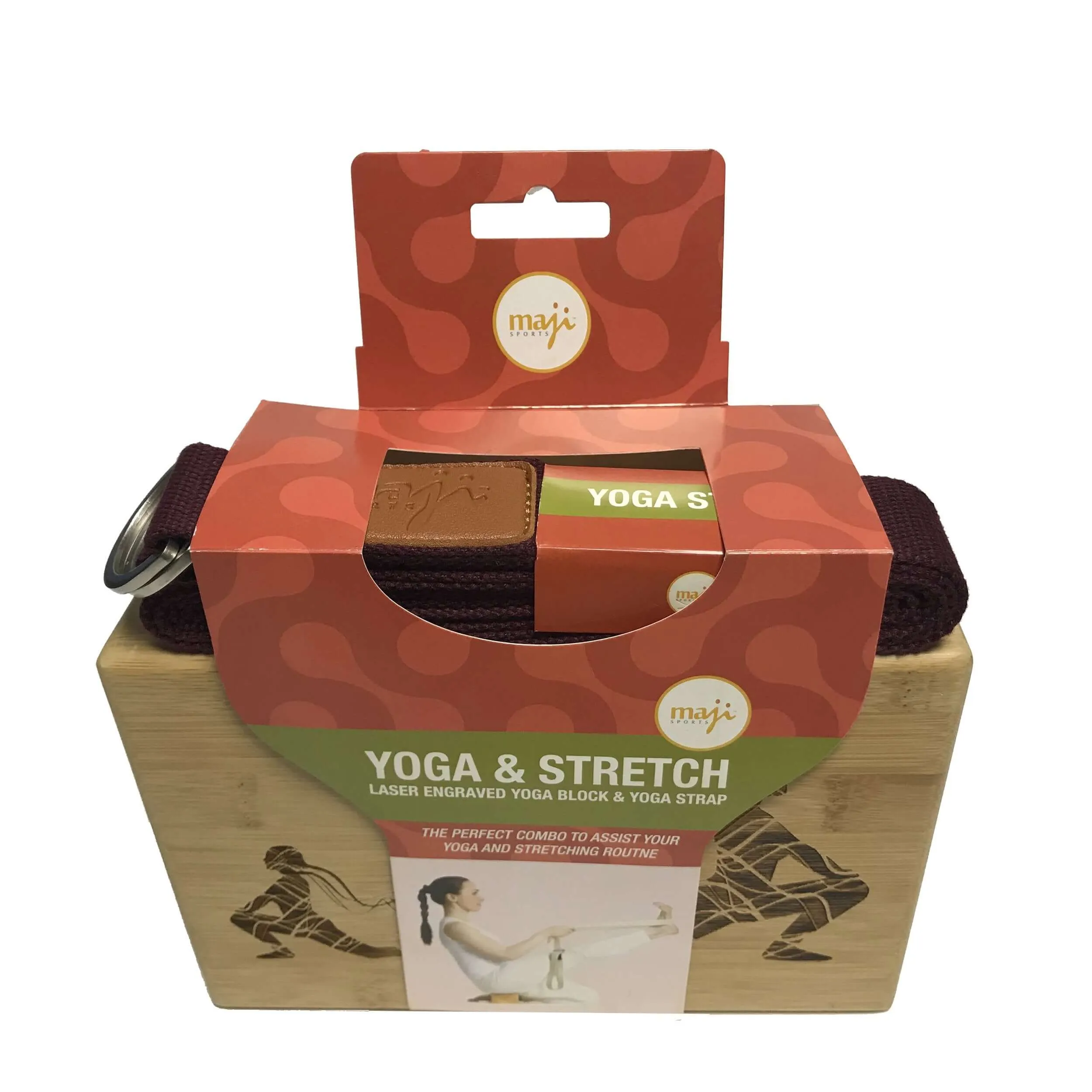 Laser Engraved Bamboo Yoga Block & Strap Combo by Jupiter Gear