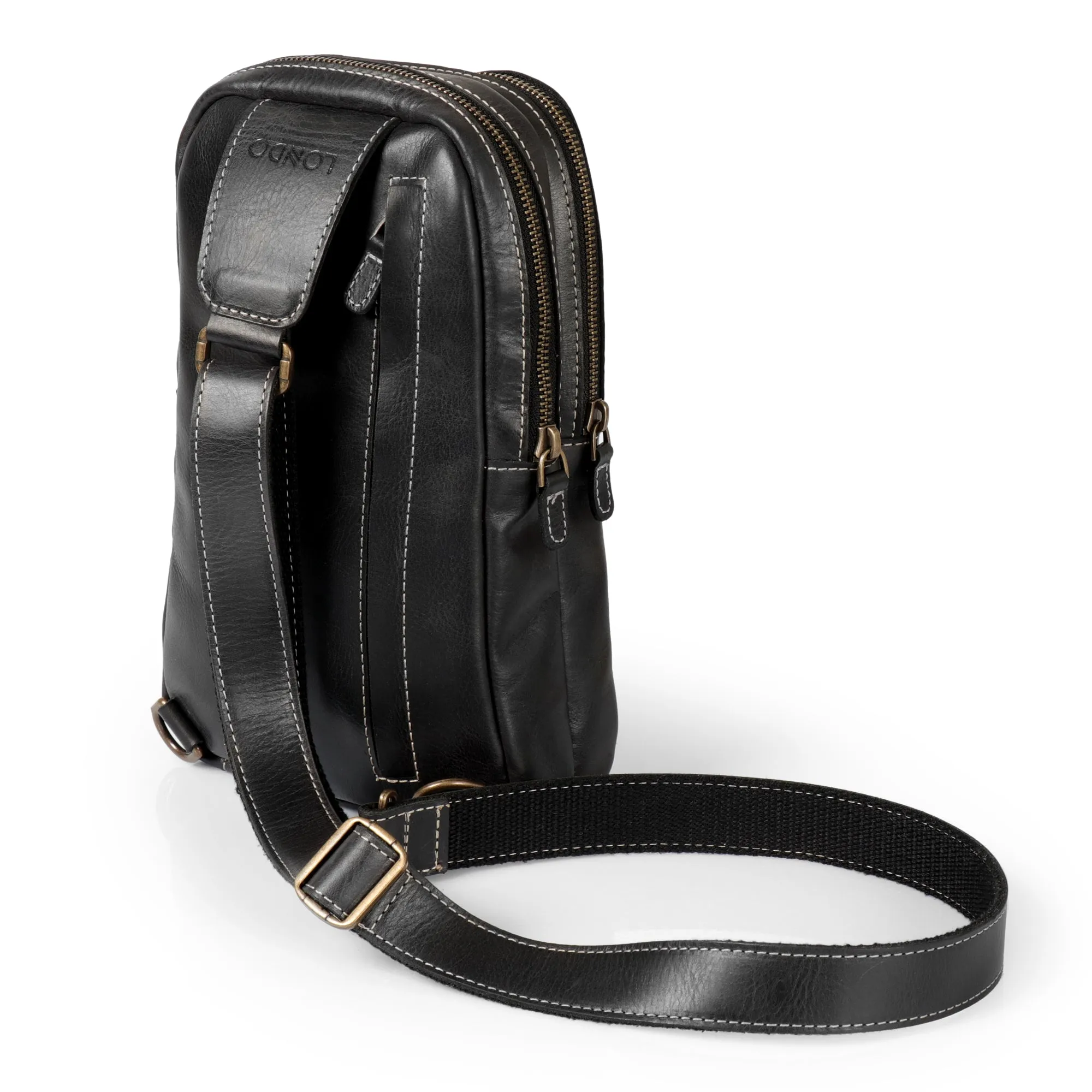 Londo Top Grain Leather Crossbody Bag with Adjustable Shoulder Strap, Leather Sling Bag, Unisex, Leather Utility Bag