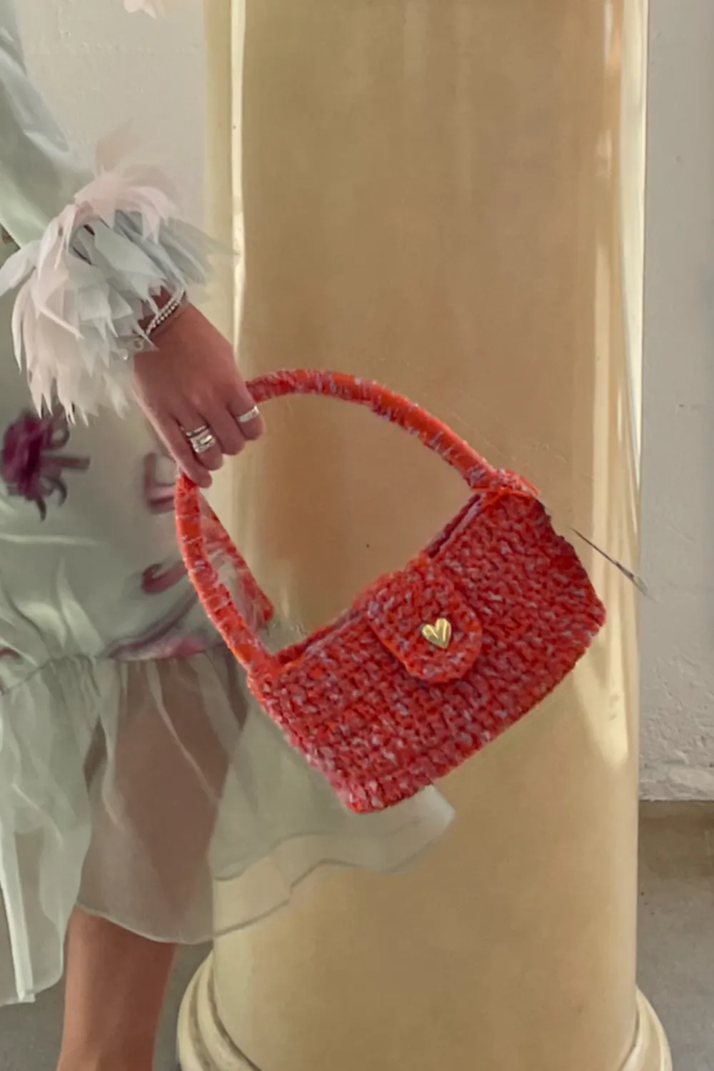 Marco Rambaldi - Knitwear Baguette Bag: Orange