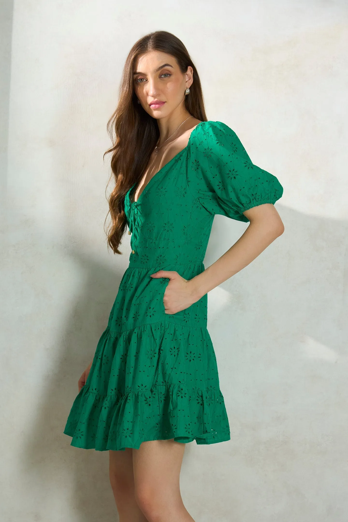 Mona|Schiffli Cotton Dress