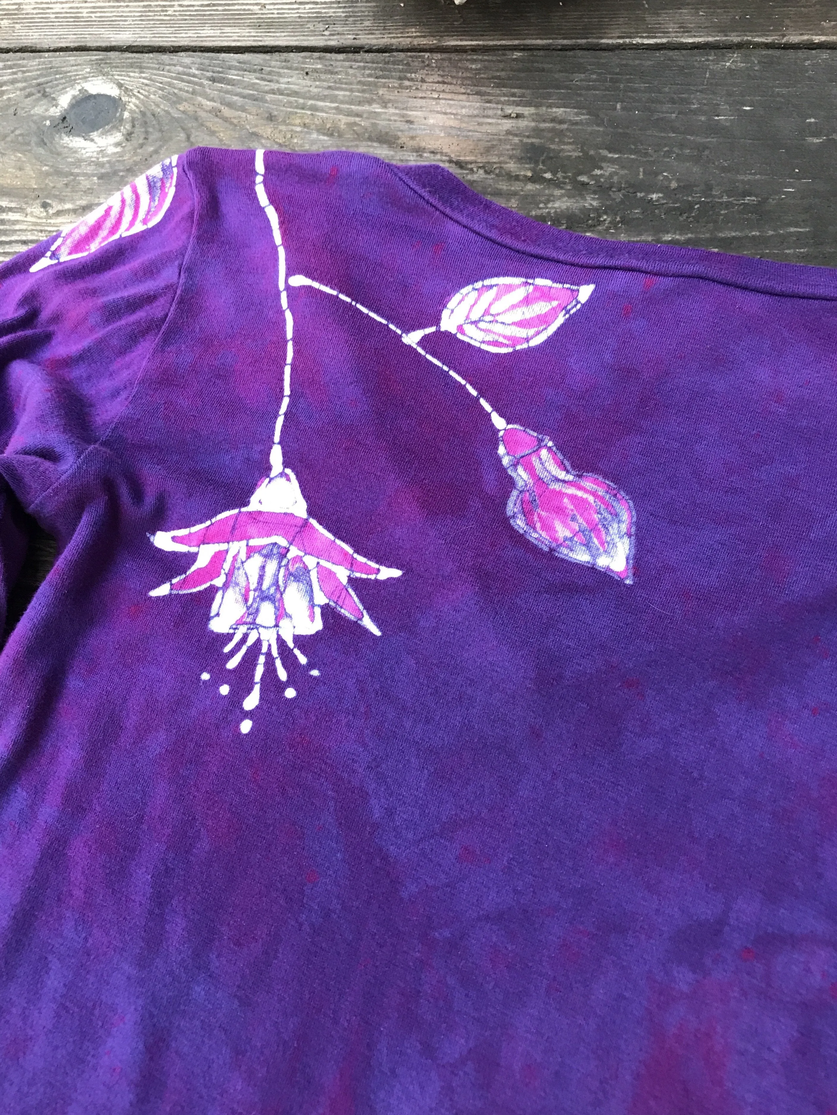 Pink Fuchsias Are Surprising Batik Long Sleeve Vneck