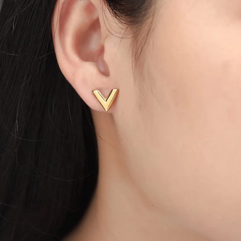 "V" Earrings 925 Sterling Silver Jewelry Perfect for Vegans!
