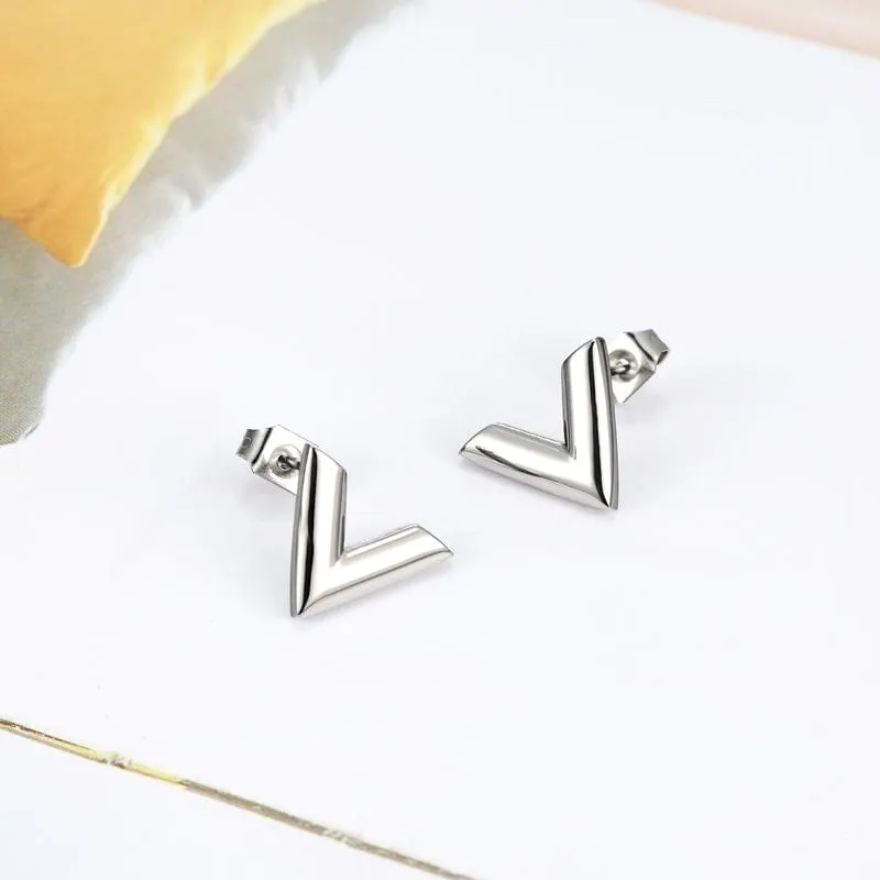 "V" Earrings 925 Sterling Silver Jewelry Perfect for Vegans!