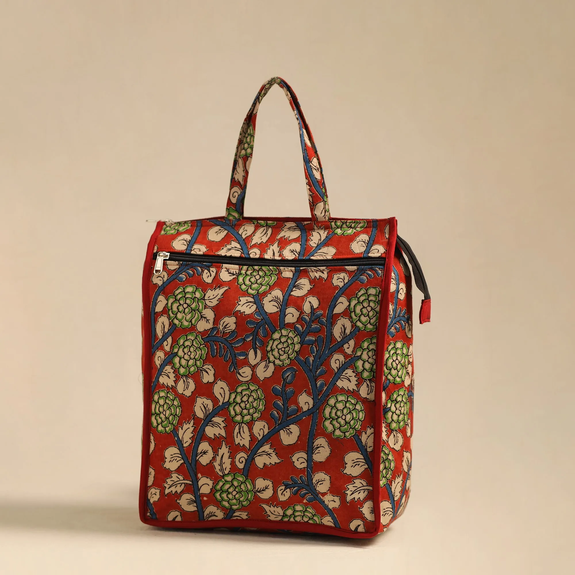 Red - Handcrafted Cotton Shopping Hand Bag 09