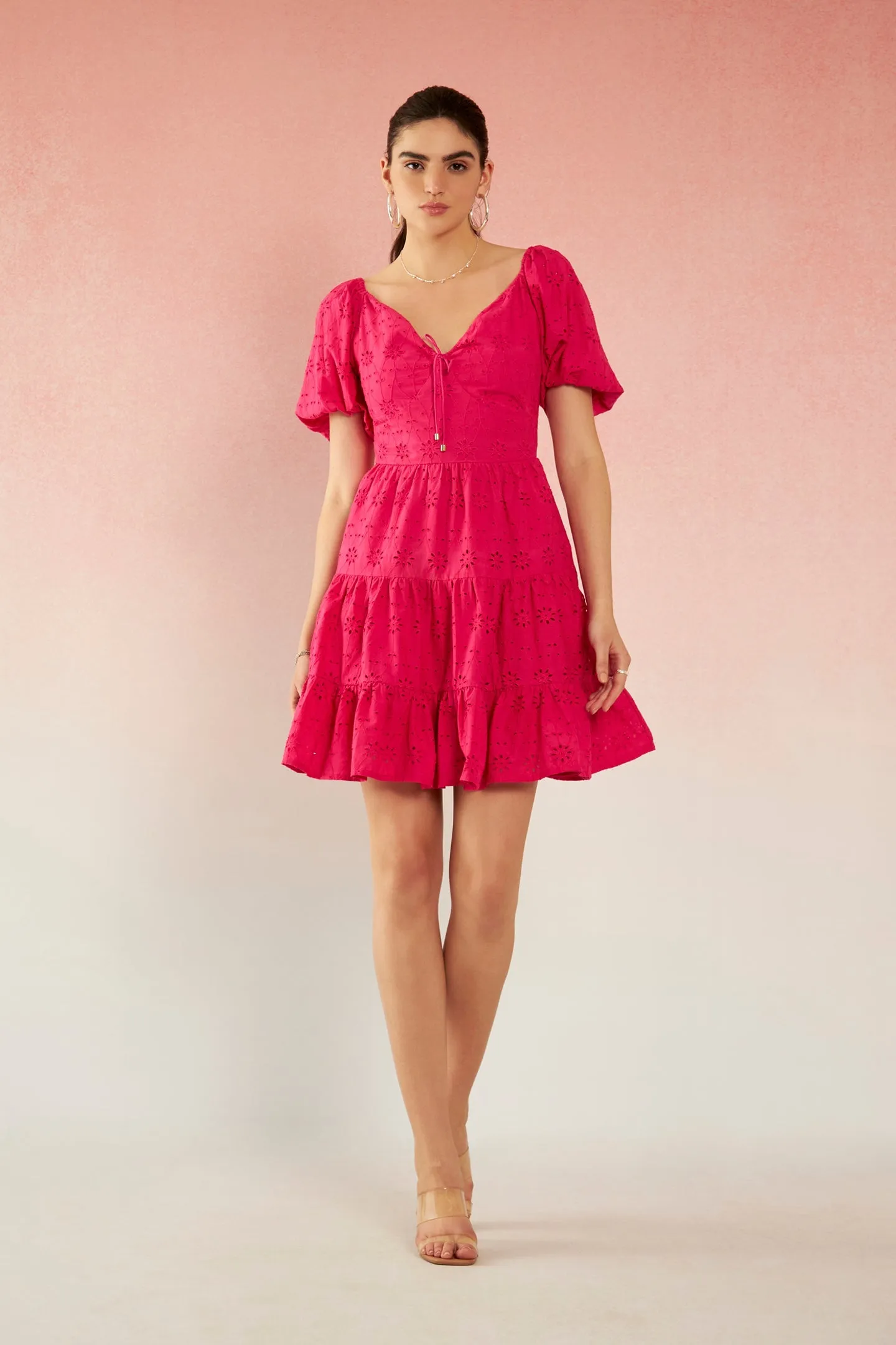 Rhea|Schiffli Cotton Dress