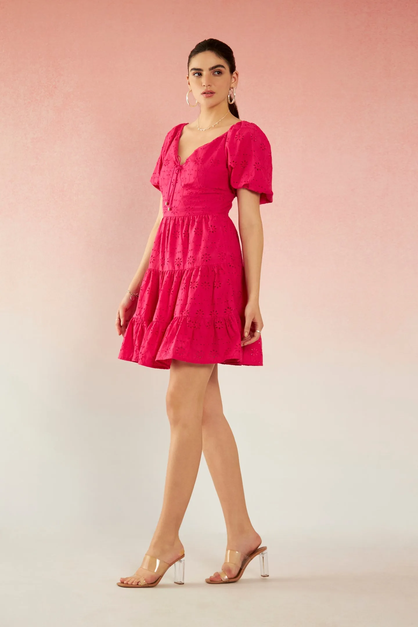 Rhea|Schiffli Cotton Dress