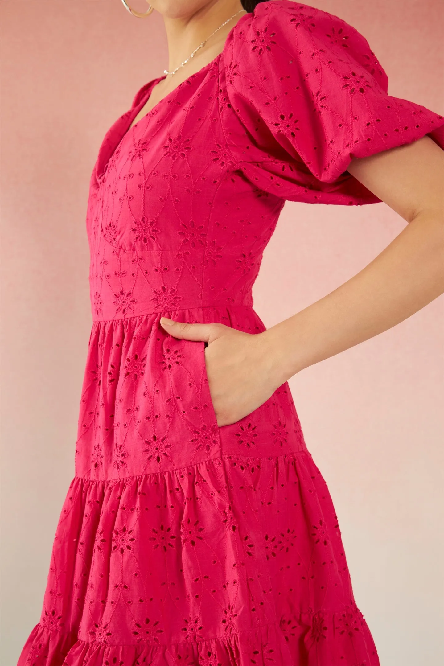 Rhea|Schiffli Cotton Dress