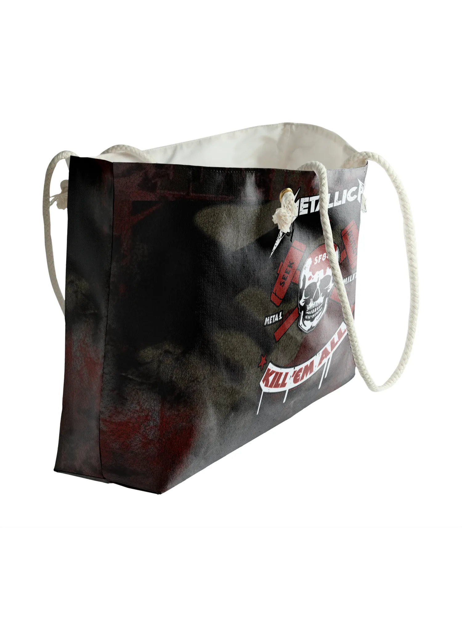Rocksax Metallica Rope Handled Beach Bag - Kill Em All Skull