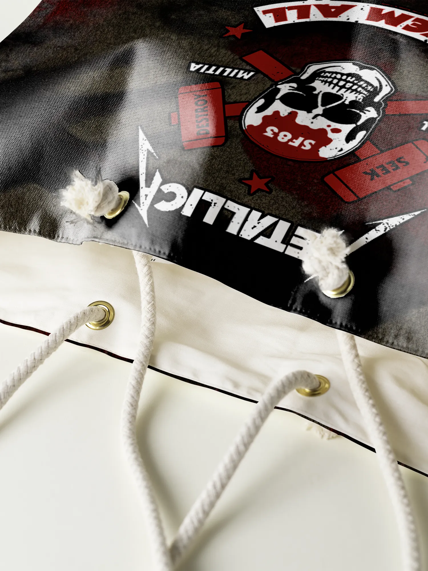 Rocksax Metallica Rope Handled Beach Bag - Kill Em All Skull