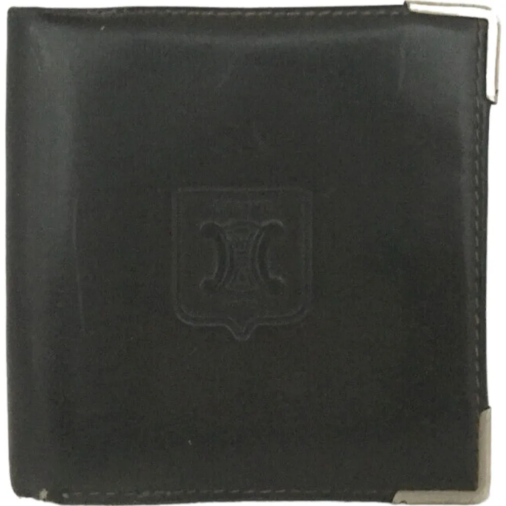 (S1) Celine Wallet Macadam Black Leather
