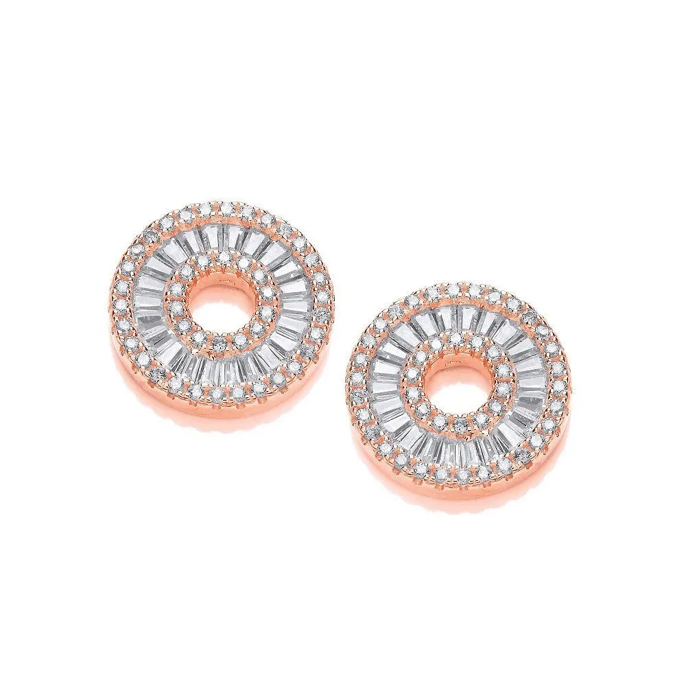 Sterling Silver & Rose Gold Vermeil Circle of Life CZ Stud Earrings