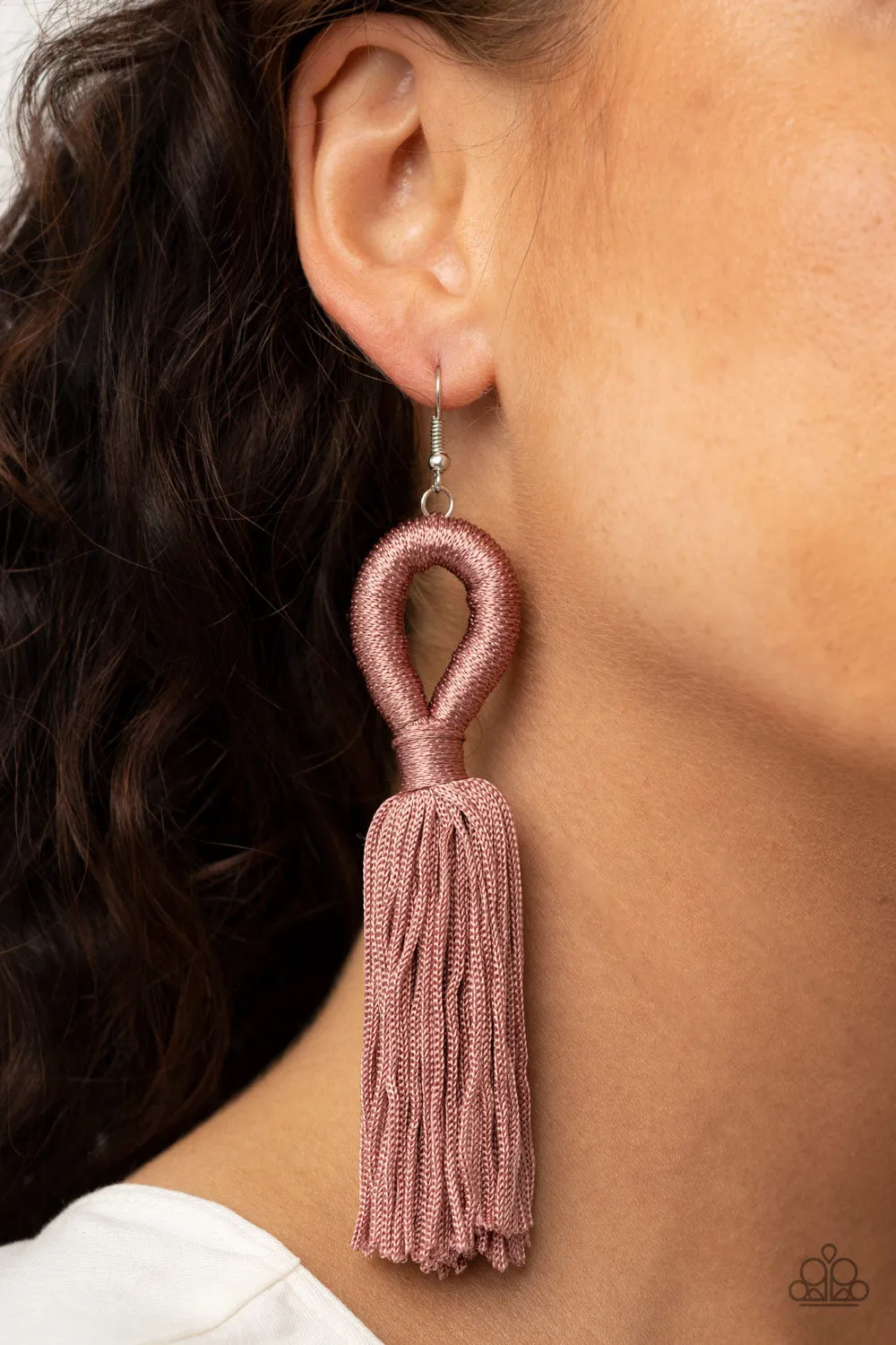 Tassels and Tiaras - Pink Earrings - Paparazzi Accessories