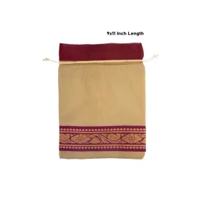 Thamboolam Bag Set - 9 x 11 Inches | 5 Pcs/ Jari Border Design Potli Bag/ Tambula Bag for Wedding/ Assorted Colour