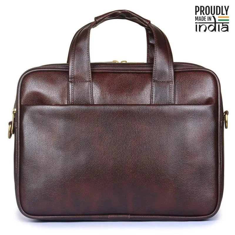 THE CLOWNFISH 13 Litre Faux Leather Laptop Messenger Bag Briefcase For 12 inch laptop Tablet (Dark Brown)