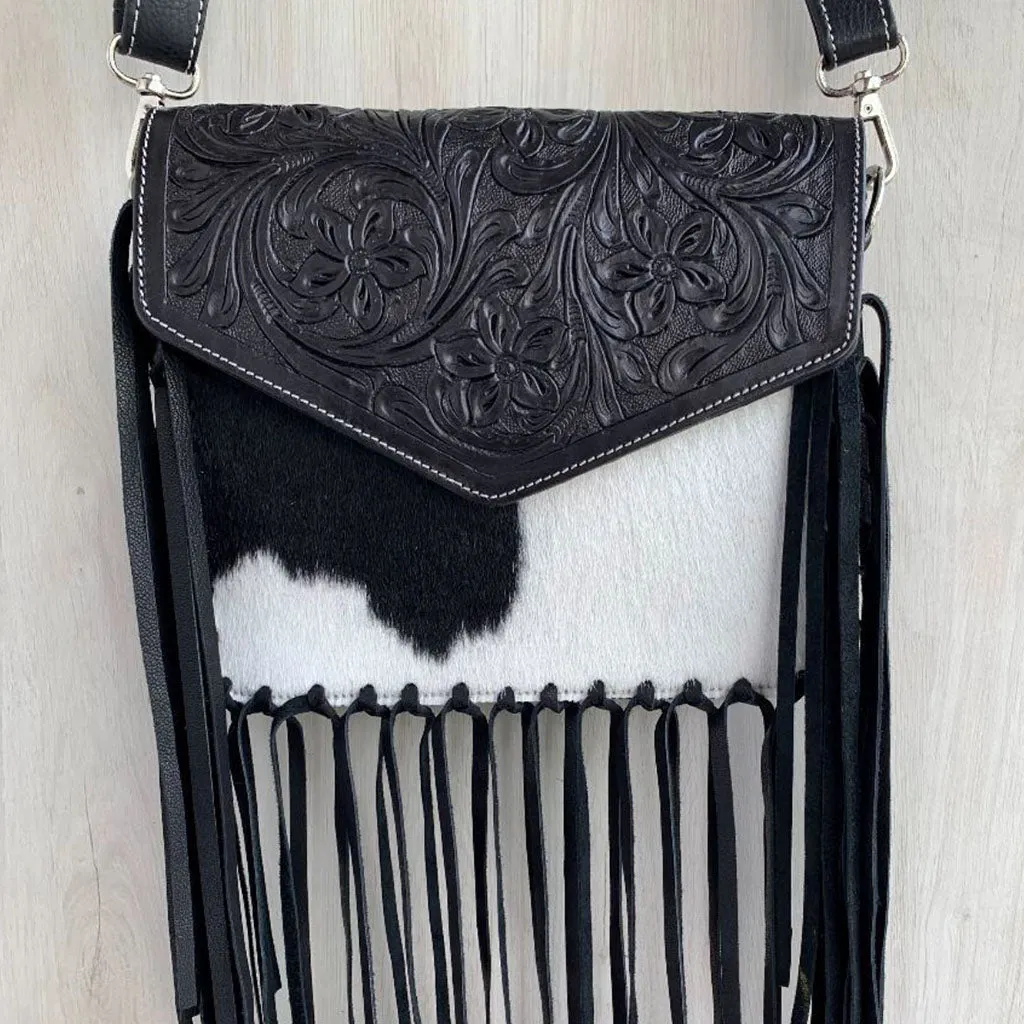 Tooled Leather Messenger Bag - TL08