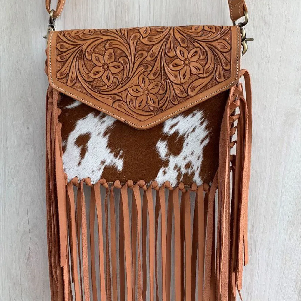 Tooled Leather Messenger Bag - TL08
