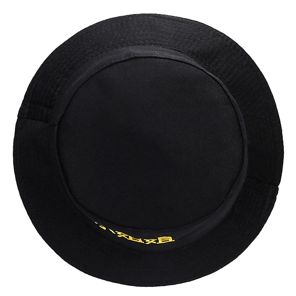 US Double-sided Bucket Hat Fisherman's Cap  Men Women Embroidery Pattern Cotton