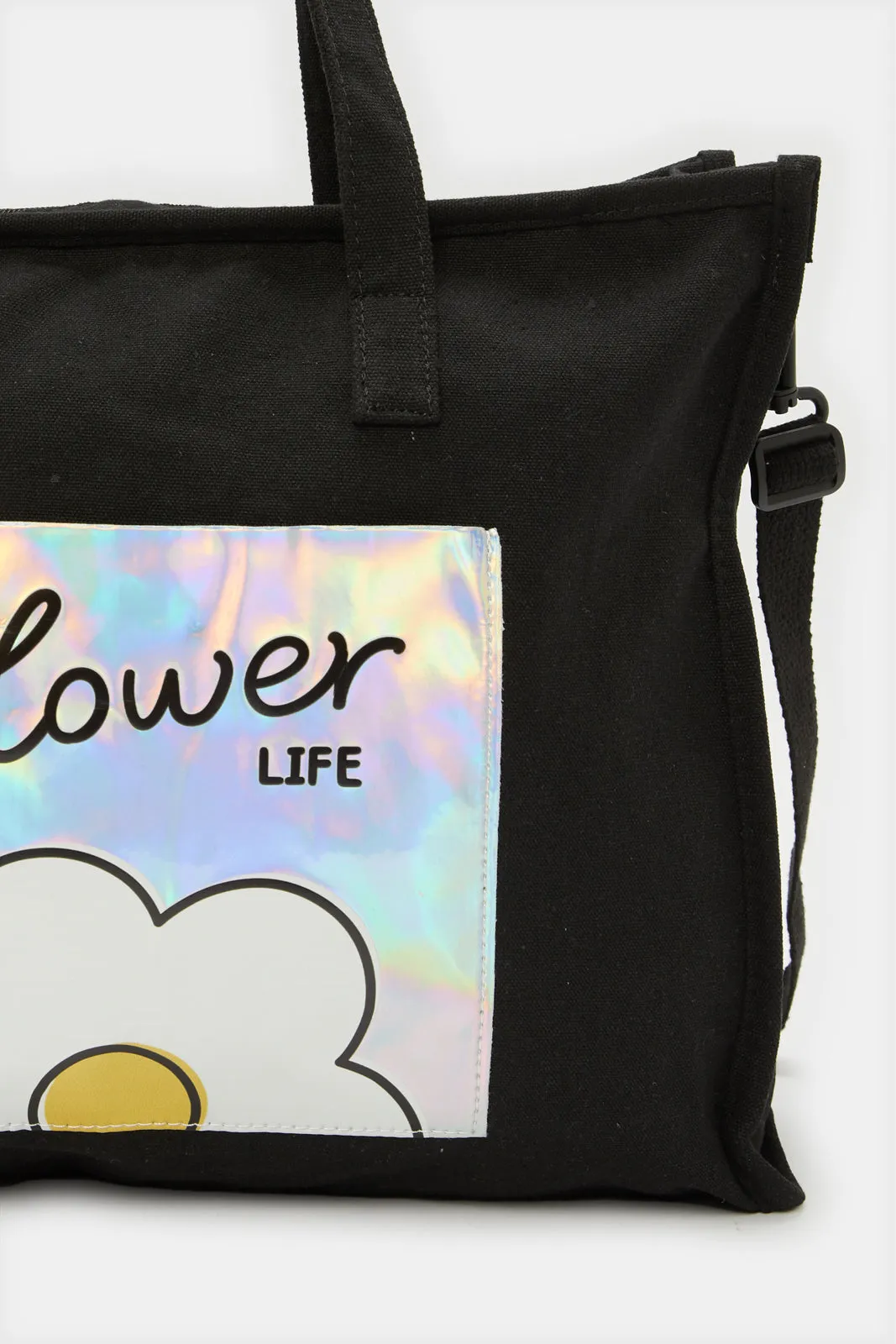 Women Black Embellished Shopper Bag