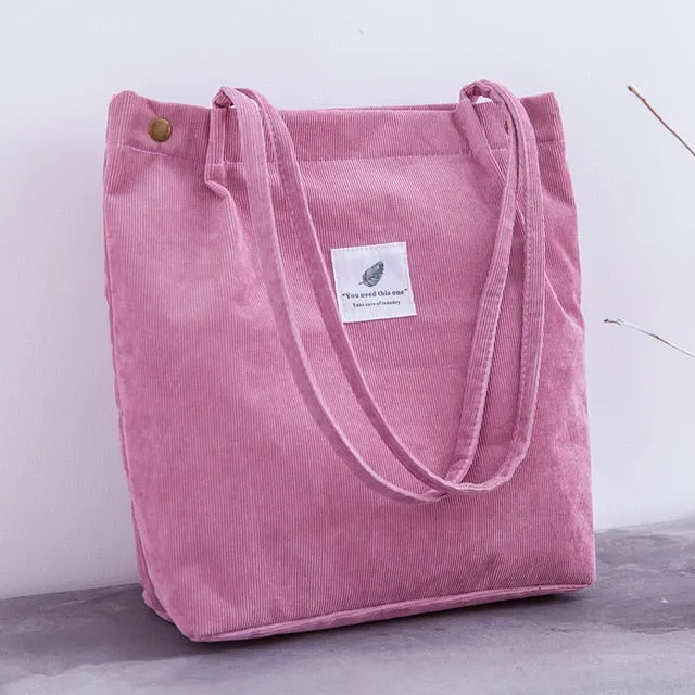 Women Corduroy Shopping Bag