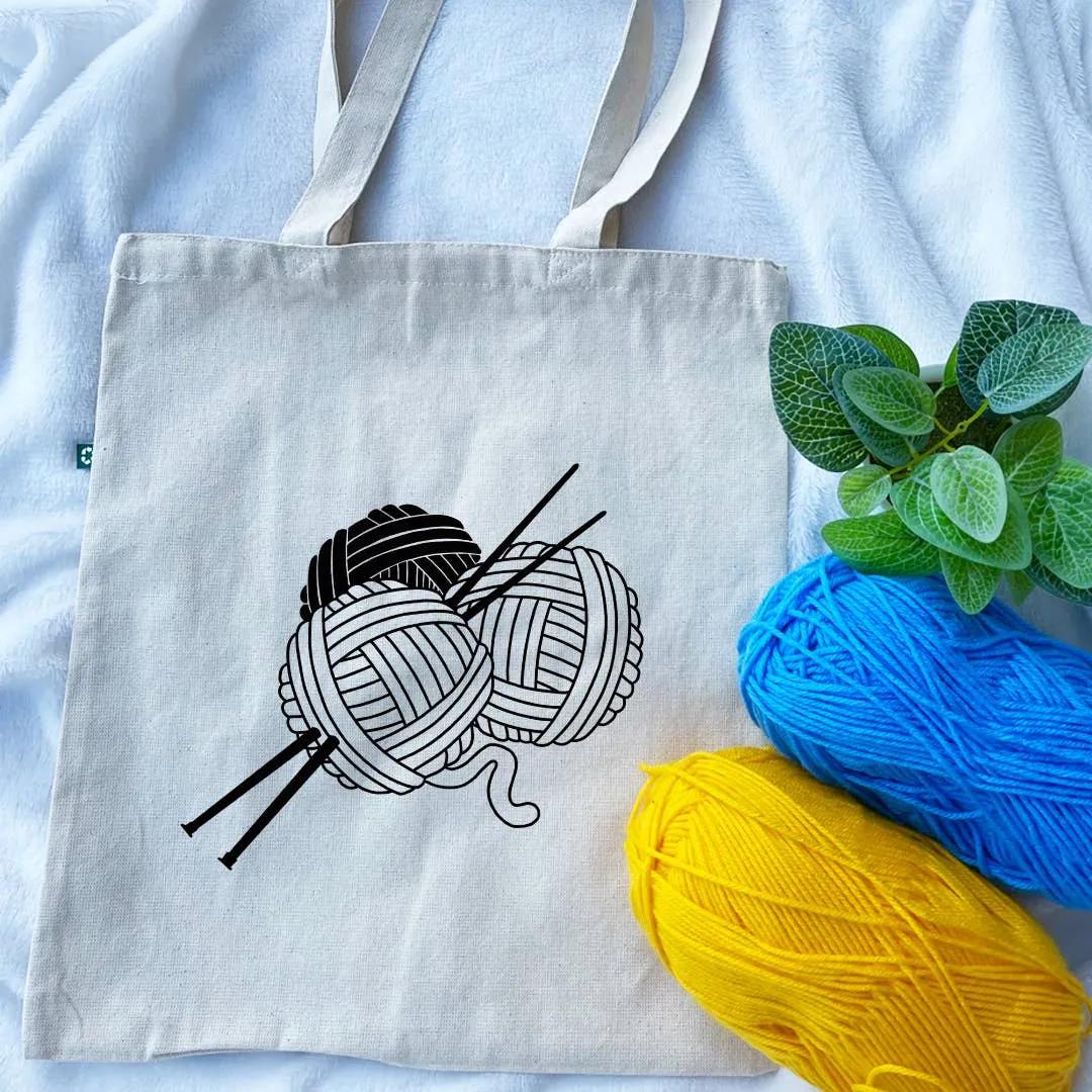 Yarn Balls Crocheter & Knitter Recycle Tote Bag, Custom Bag