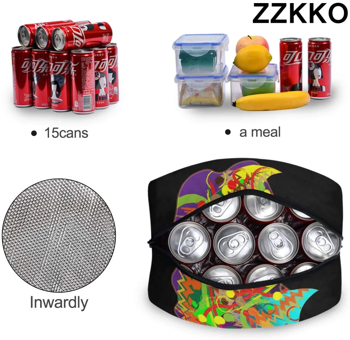 ZZKKO Animal Tiger Print Lunch Bag Box Tote Organizer Lunch Container Insulated Zipper Meal Prep Cooler Handbag For Women Men Home School Office Outdoor Use